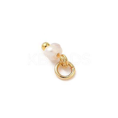 Natural Cultured Freshwater Pearl Rondelle Charms X-PALLOY-JF04393-02-1