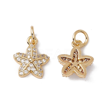 Brass Micro Pave Clear Cubic Zirconia Charms KK-G439-23G-1