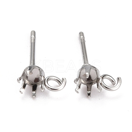304 Stainless Steel Stud Earring Settings STAS-B004-02P-B-1