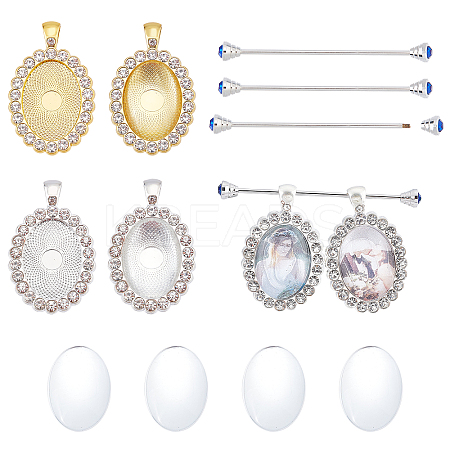 DIY Oval Pendant Brooch Making Kits DIY-CA0004-04-1