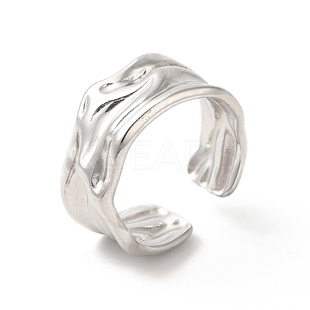 Non-Tarnish 304 Stainless Steel Twist Open Cuff Ring for Women X-RJEW-E063-24P-1