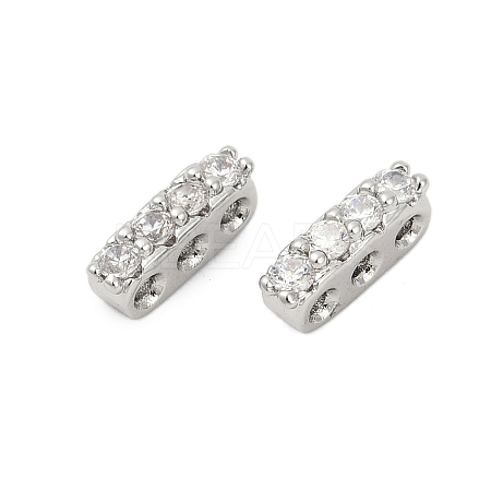 Brass Micro Pave Clear Cubic Zirconia Spacer Bars KK-P302-20P-1