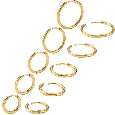 10Pcs 5 Size 316L Surgical Stainless Steel Huggie Hoop Earrings for Girl Women EJEW-TA0001-10-1