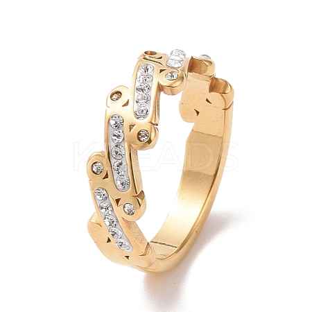 Crystal Rhinestone Oval Bar Finger Ring RJEW-D120-04G-1