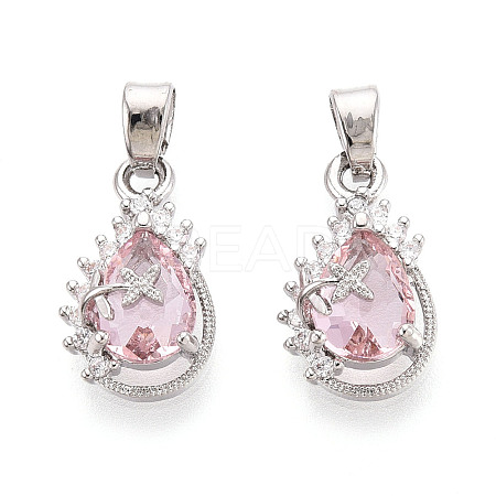 Brass Micro Pave Cubic Zirconia Pendants KK-N264-05P-1