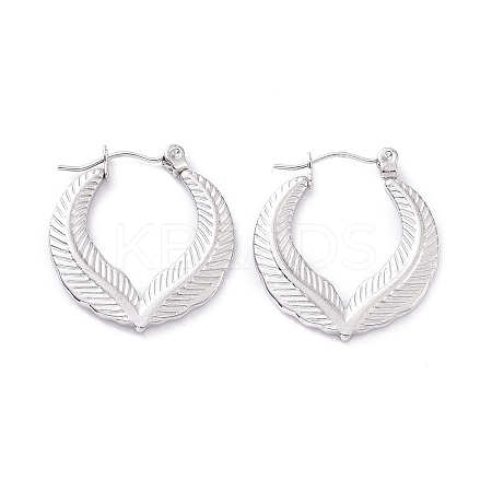 Non-Tarnish 304 Stainless Steel Double Leaf Wrap Hoop Earrings for Women LS-EJEW-G293-23P-1