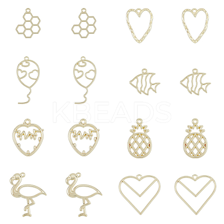 SUPERFINDINGS 32Pcs 8 Style Rack Plating Alloy Pendants FIND-FH0007-75-1