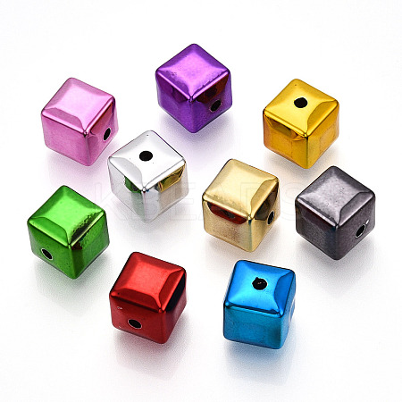 UV Plating Oapque Acrylic  Beads X-PACR-T017-08-1