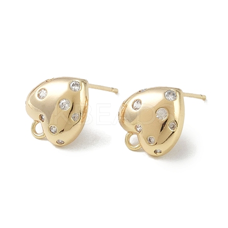 Brass Micro Pave Cubic Zirconia Stud Earring Findings EJEW-H006-02G-1