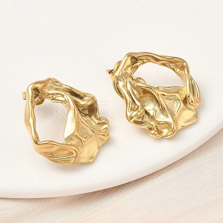 304 Stainless Steel ABS Imitation Pearl Nuggets Stud Earrings EJEW-K268-60G-1