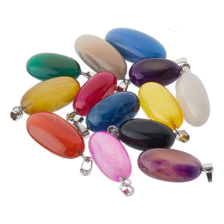 20Pcs 10 Colors Natural Agate Dyed Pendants G-FH0002-43-1