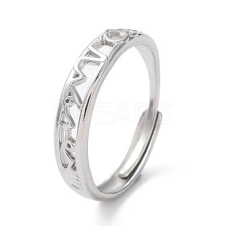 Non-Tarnish 304 Stainless Steel Hollow Heart Beat Adjustable Rings RJEW-D006-14P-1