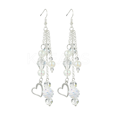 Brass Heart Dangle Earrings EJEW-FS00043-1