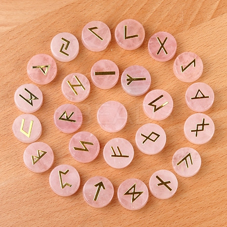 Tumbled Natural Rose Quartz with Carved Rune Words PW-WG60219-01-1