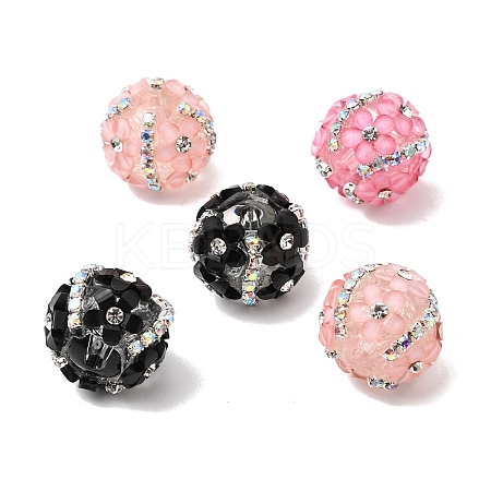 Opaque Acrylic & Rhinestone Beads OACR-D039-01-1