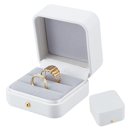 PU Imtation Leather Couple Rings Storage Boxes with Velvet Inside CON-WH0110-69-1