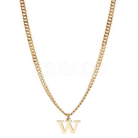 1Pc 304 Stainless Steel Letter Pendant Necklaces NJEW-LP0001-33W-G-1