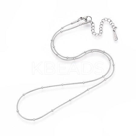 1MM 304 Stainless Steel Satellite Chain Necklaces NJEW-N058-07A-P-1