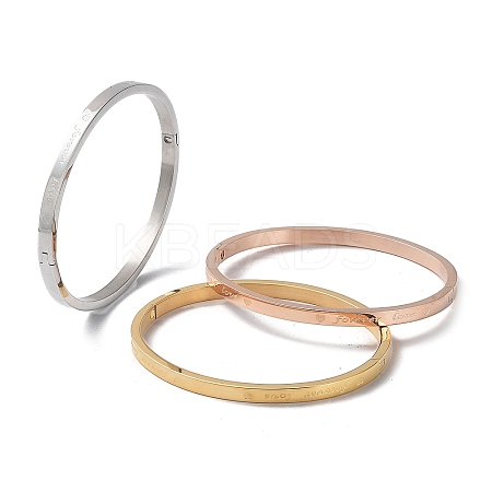 3Pcs 3 Color 304 Stainless Steel Grooved Bangles Set BJEW-F464-02-1