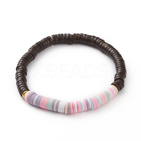 Polymer Clay Heishi Beads Stretch Bracelets BJEW-JB05811-01-1