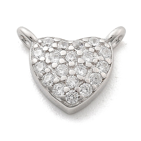 925 Sterling Silver Micro Pave Clear Cubic Zirconia Heart Charms STER-A034-01P-1