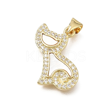 Brass Micro Pave Clear Cubic Zirconia Pendants CU-CBAF50C-10G-1