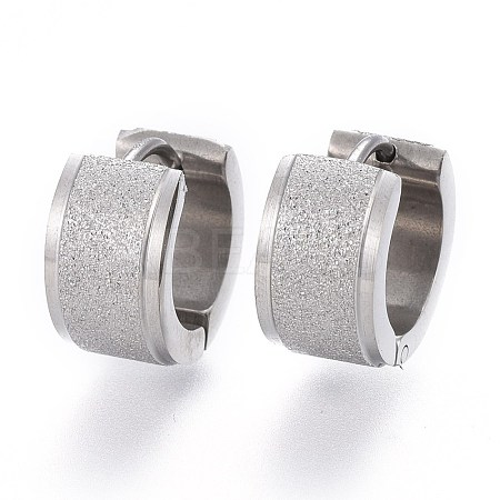 Tarnish Resistant Textured 304 Stainless Steel Huggie Hoop Earrings EJEW-L252-017P-1