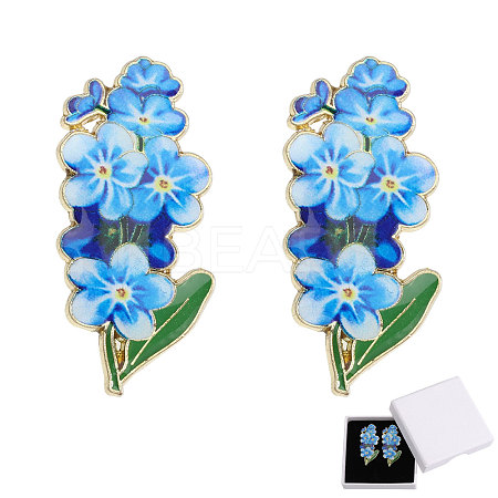 2Pcs Forget-me-not Zinc Alloy Enamel Pin JEWB-CA0001-77-1