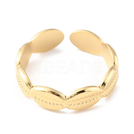 304 Stainless Steel Shell Wrap Open Cuff Rings RJEW-D002-29G-1