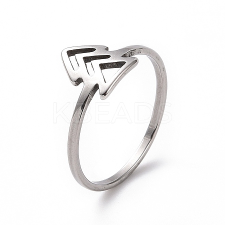 Non-Tarnish 201 Stainless Steel Arrow Mark Finger Ring for Women RJEW-J051-05P-1