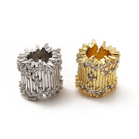 Rack Plating Brass Micro Pave Cubic Zirconia European Beads KK-C010-42-1