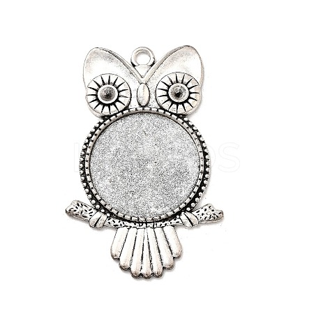 Owl Tibetan Style Alloy Big Pendant Rhinestone & Cabochon Settings LS-TIBE-S297-07AS-LF-1
