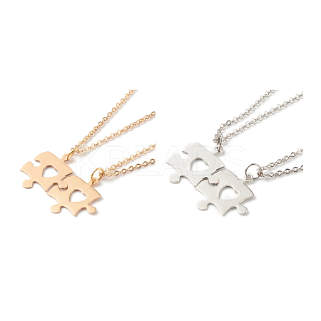 304 Stainless Steel Puzzle Piece Pendant Necklaces Sets NJEW-JN03516-1