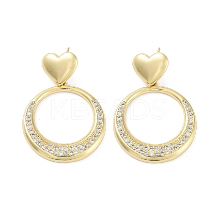 Rack Plating Brass Micro Pave Cubic Zirconia Studs Earrings EJEW-B047-03G-03-1