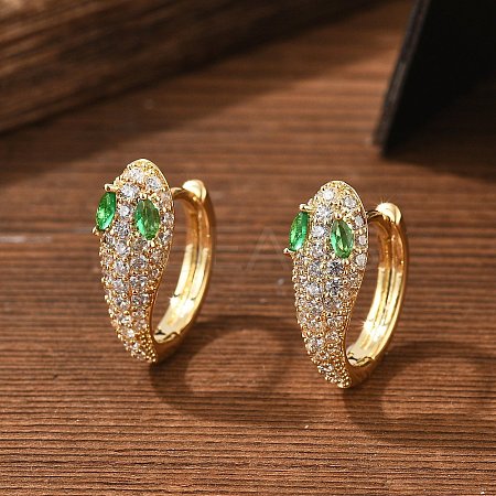 Brass Cubic Zirconia Hoop Earrings EJEW-D301-05G-02-1