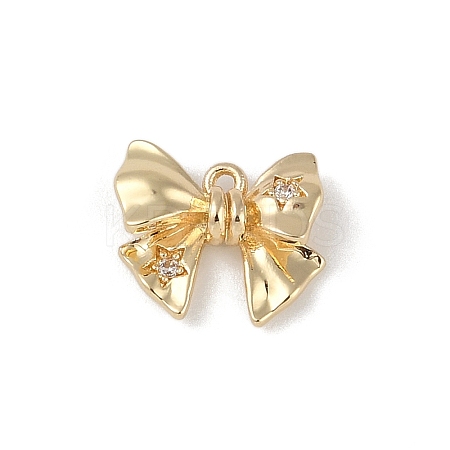 Brass Micro Pave Clear Cubic Zirconia Charms KK-Z065-06G-1
