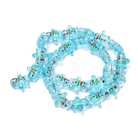 Christmas Transparent Glass Beads Strands LAMP-M021-02H-1