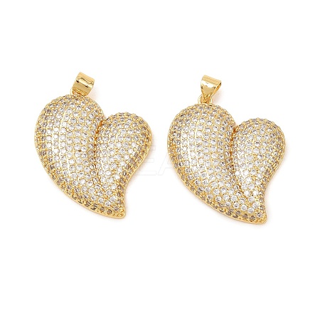 Brass Micro Pave Clear Cubic Zirconia Pendants KK-C166-05G-1
