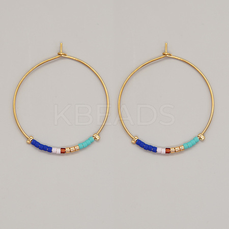 Bohemian Handmade Glass Seed Beads Hoop Earrings AM1646-2-1