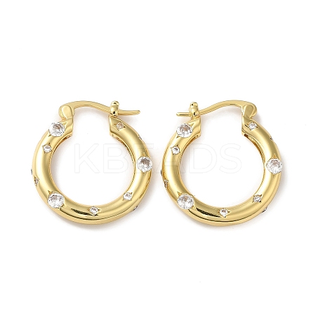 Cubic Zirconia Hoop Earrings EJEW-Z019-23B-G-1