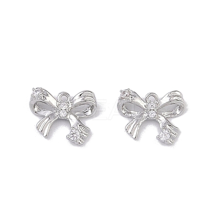 Brass Micro Pave Clear Cubic Zirconia Pendants KK-K351-46A-P-1