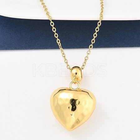 201 Stainless Steel Textured Love Heart Pendant Necklaces for Women NJEW-Z069-01G-03-1