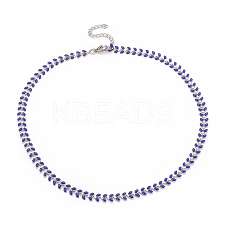 Enamel Wheat Link Chain Necklace NJEW-P220-02P-02-1