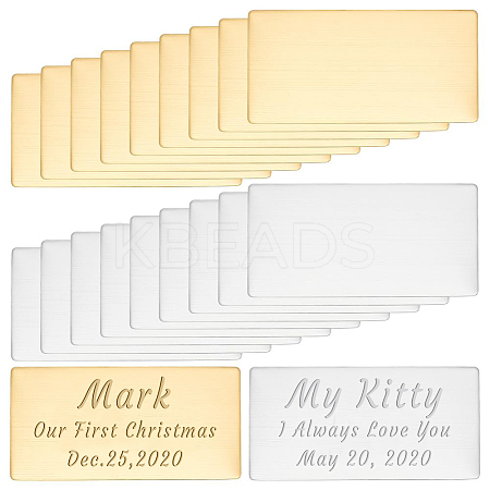 20Pcs 2 Colors Self-adhesive 201 Stainless Steel Type Business Cards AJEW-UN0002-30A-1