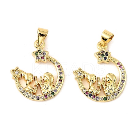 Mother's Day Brass Micro Pave Cubic Zirconia Pendants KK-M324-02C-G-1