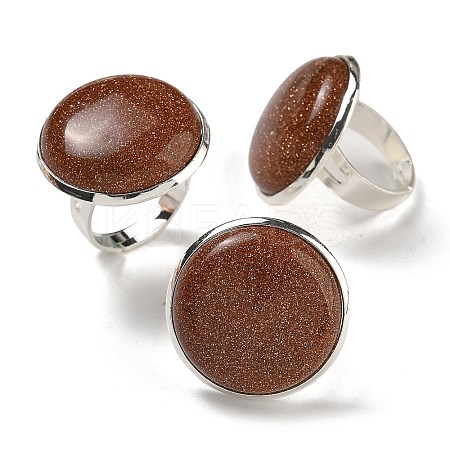 Synthetic Goldstone Round Adjustable Rings RJEW-K371-09S-19-1