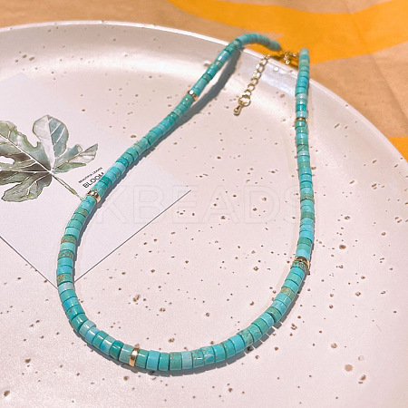 Synthetic Turquoise Heishi Graduated Beaded Necklaces JO0051-3-1