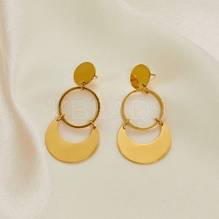 304 Stainless Steel Dangle Stud Earrings EJEW-P315-02A-G-1