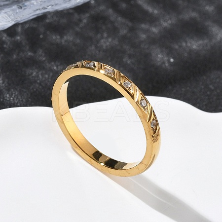 304 Stainless Steel Cubic Zirconia Finger Rings for Women RJEW-F189-01G-1