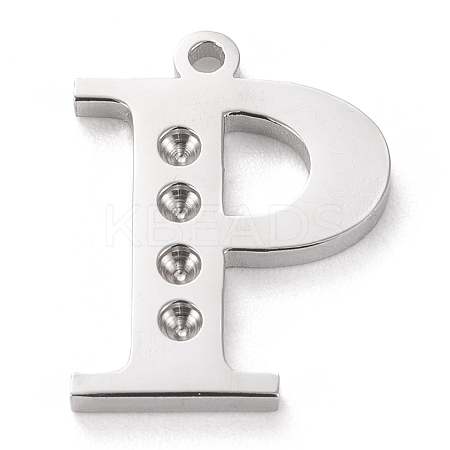 Tarnish Resistant 304 Stainless Steel Letter Pendant Rhinestone Settings LS-STAS-J028-01P-1